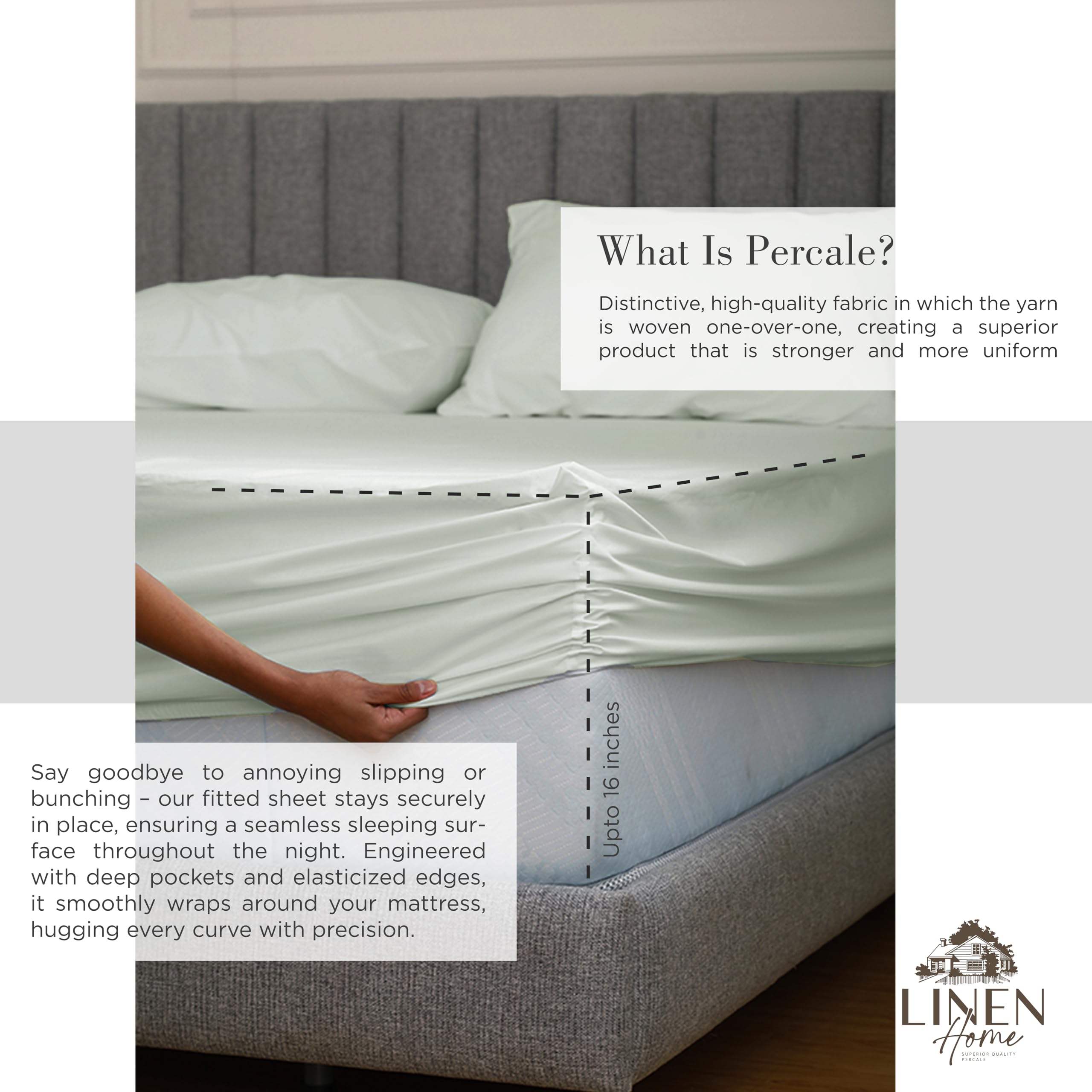Linen Home taies avec couture z-hem, finition élégante et confortable