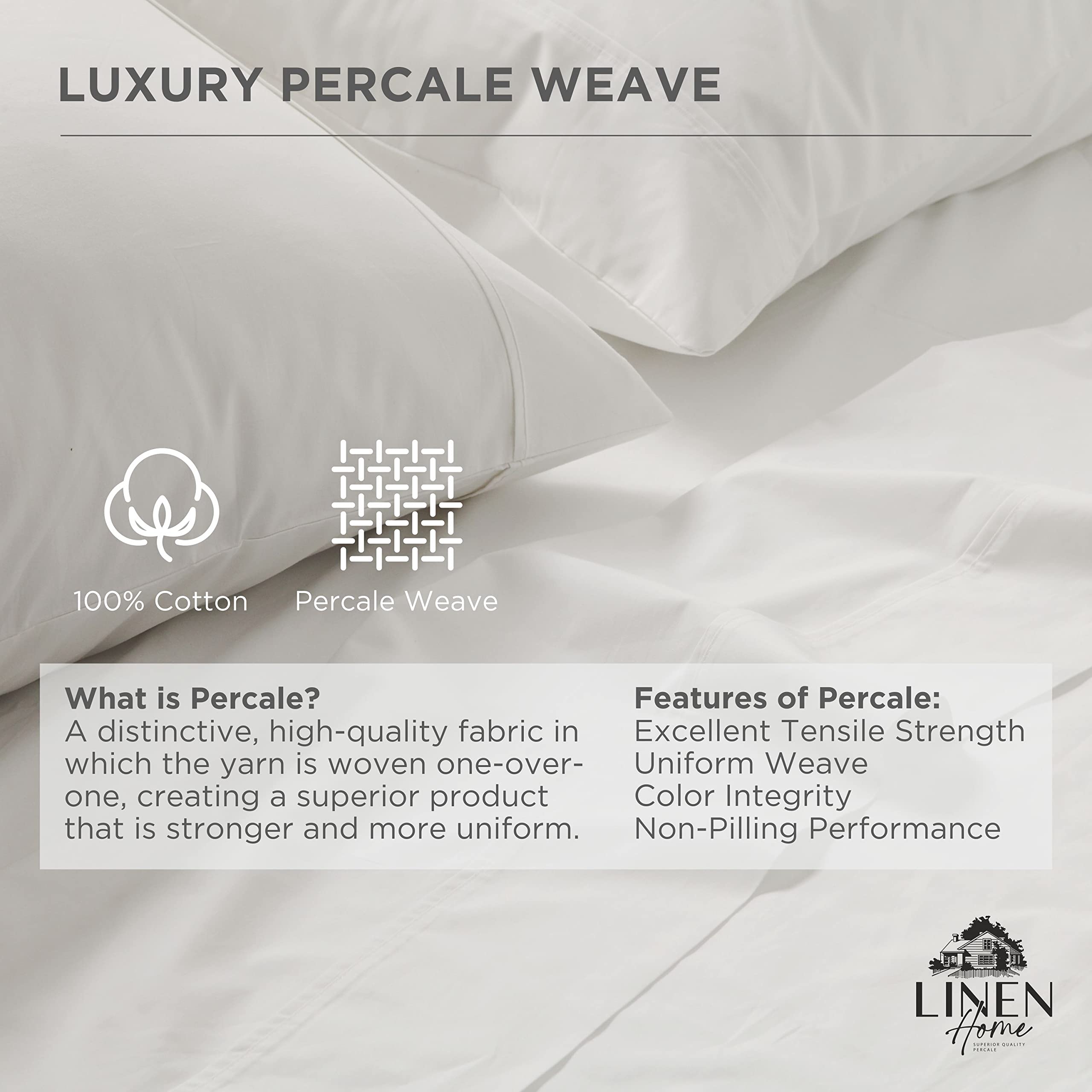 Linen Home gros plan percale texture respirante durable