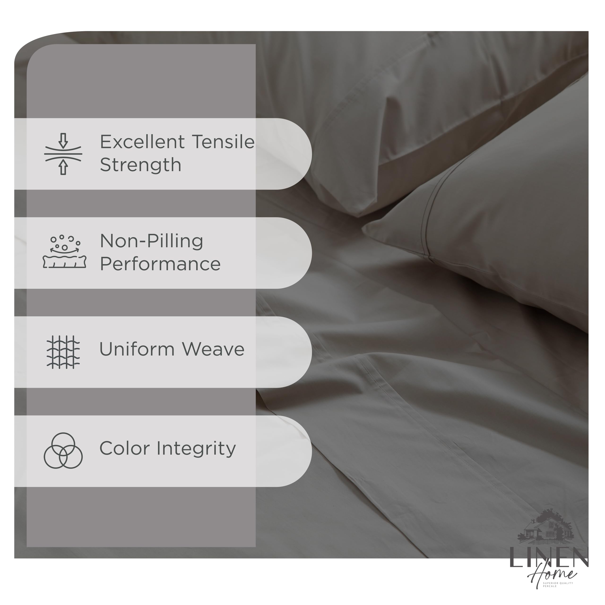 Gros plan du tissu percale Linen Home montrant texture croquante et respirabilité