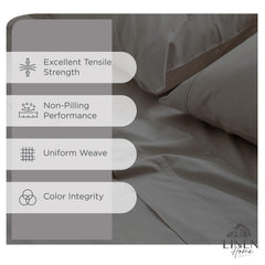 Gros plan du tissu percale Linen Home montrant texture croquante et respirabilité