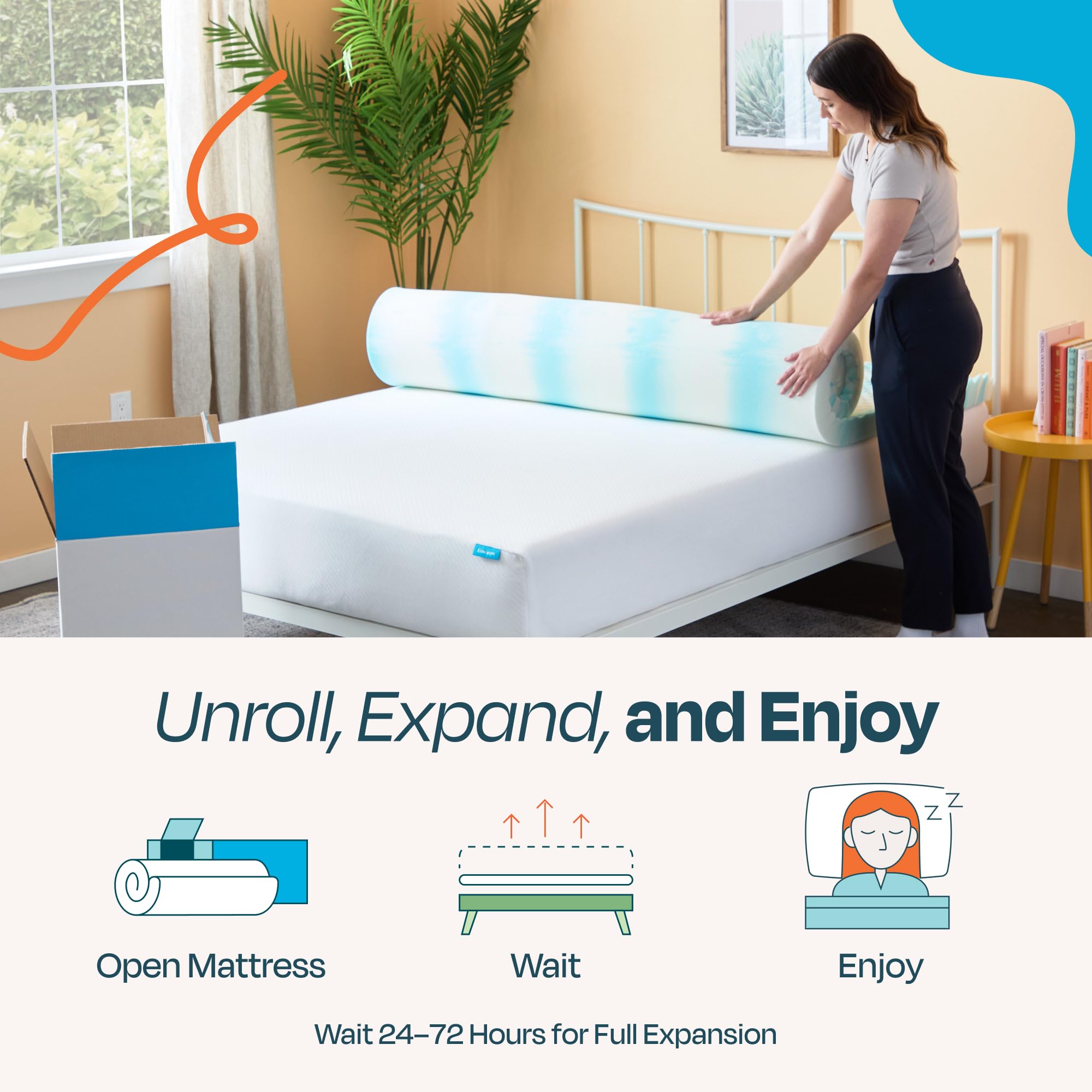 Surmatelas Linenspa emballé compact facilite transport et installation