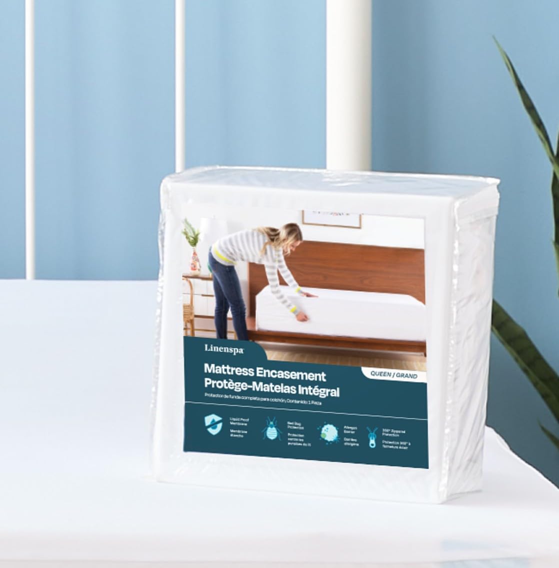 Linenspa housse face avant affichant protection totale et aspect soyeux