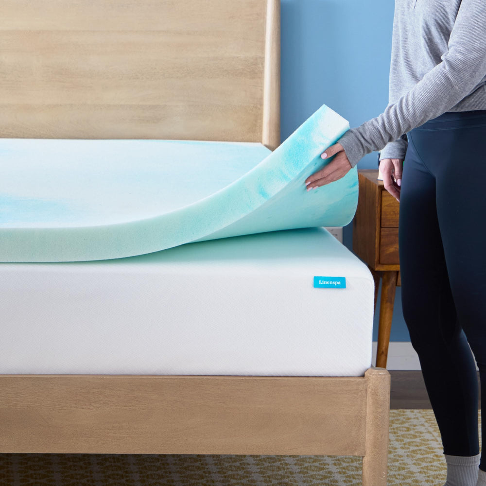 Linenspa surmatelas roulé et prêt à être transporté facilement