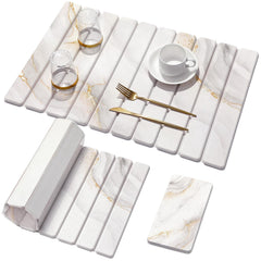Linidcoud vue frontale du tapis marbré jaune blanc, design élégant et sec