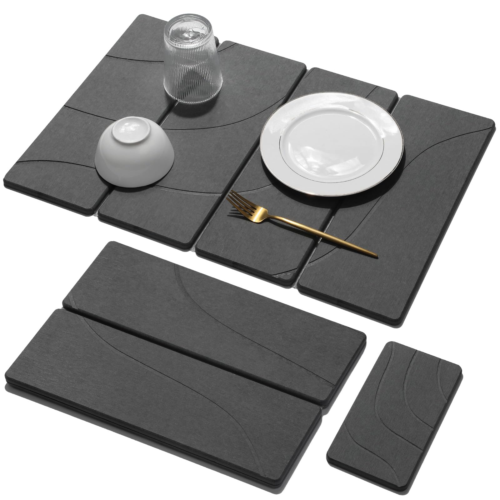Linidcoud grand tapis face avant montrant design pierre et ligne gravée, apporte élégance