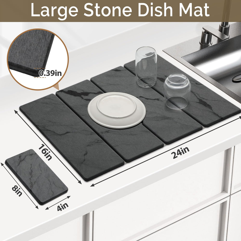 Linidcoud tapis en usage avec assiettes et tasses, maintien sec et ordonné du comptoir
