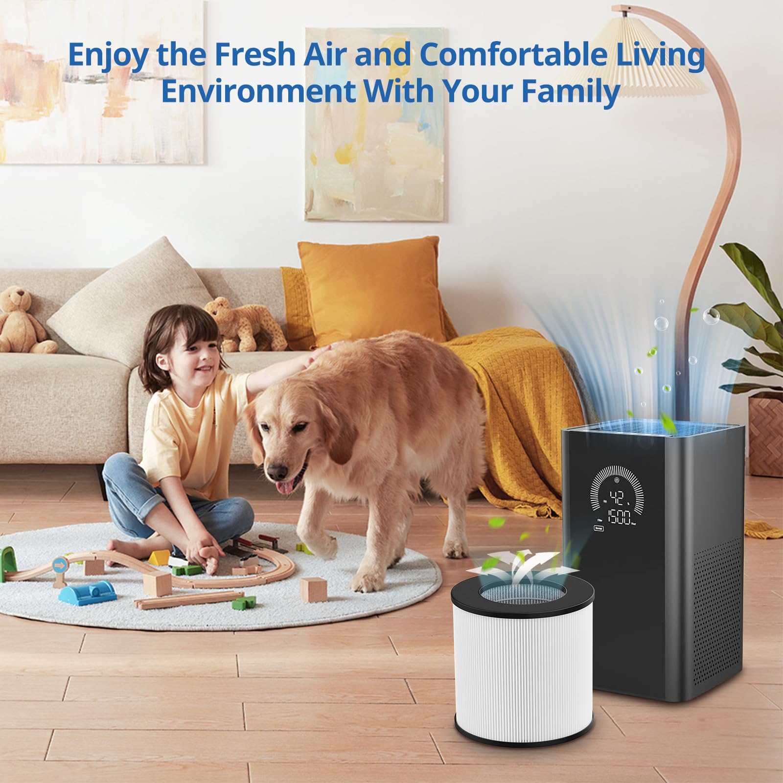 LINNIW filtre présenté dans salon pour air intérieur plus frais