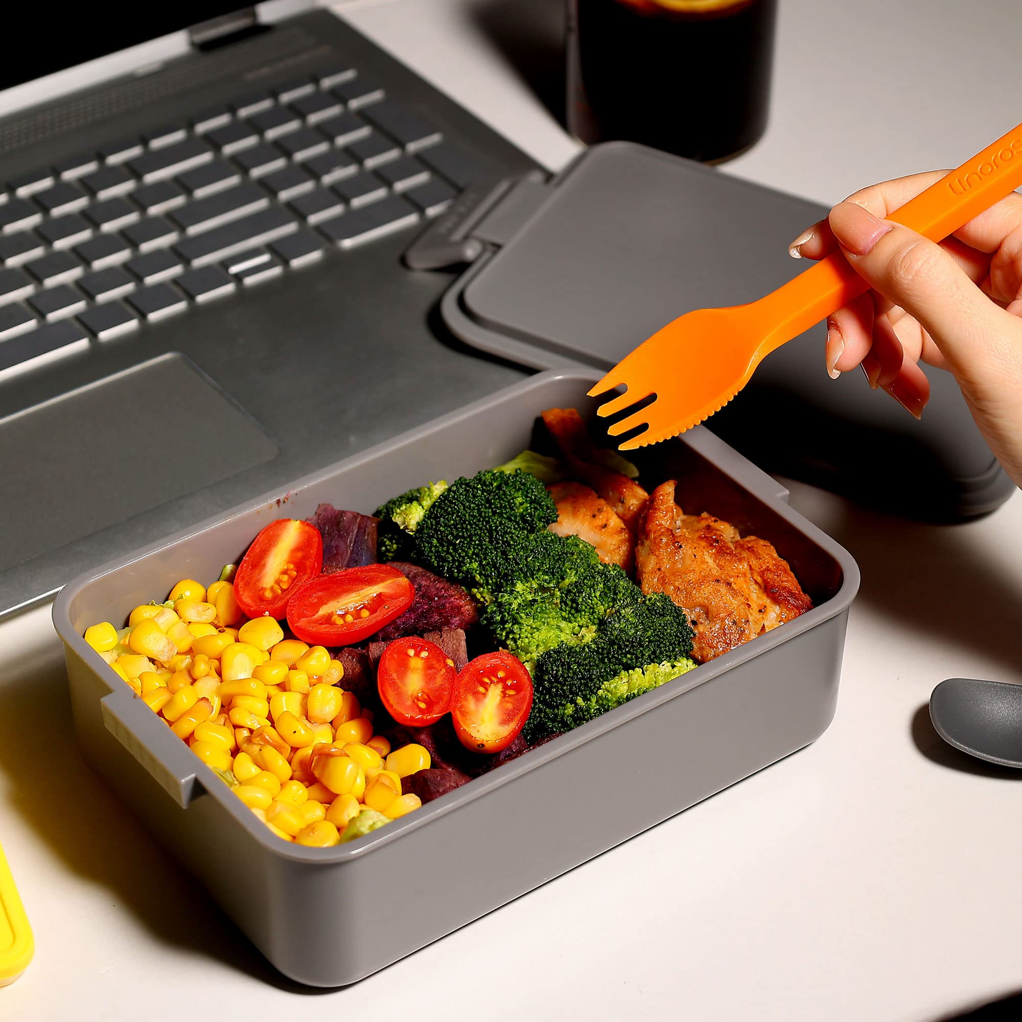 linoroso vue intérieur montrant 4 compartiments pour repas organisés