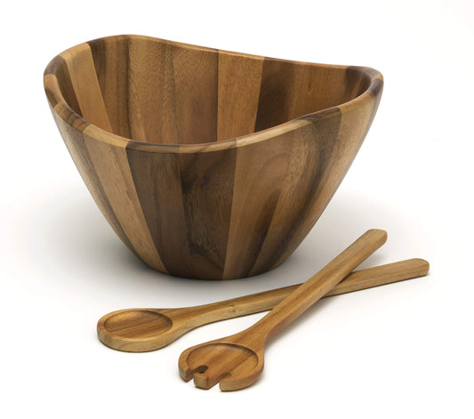Lipper International bol acacia face montrant design vague et élégance