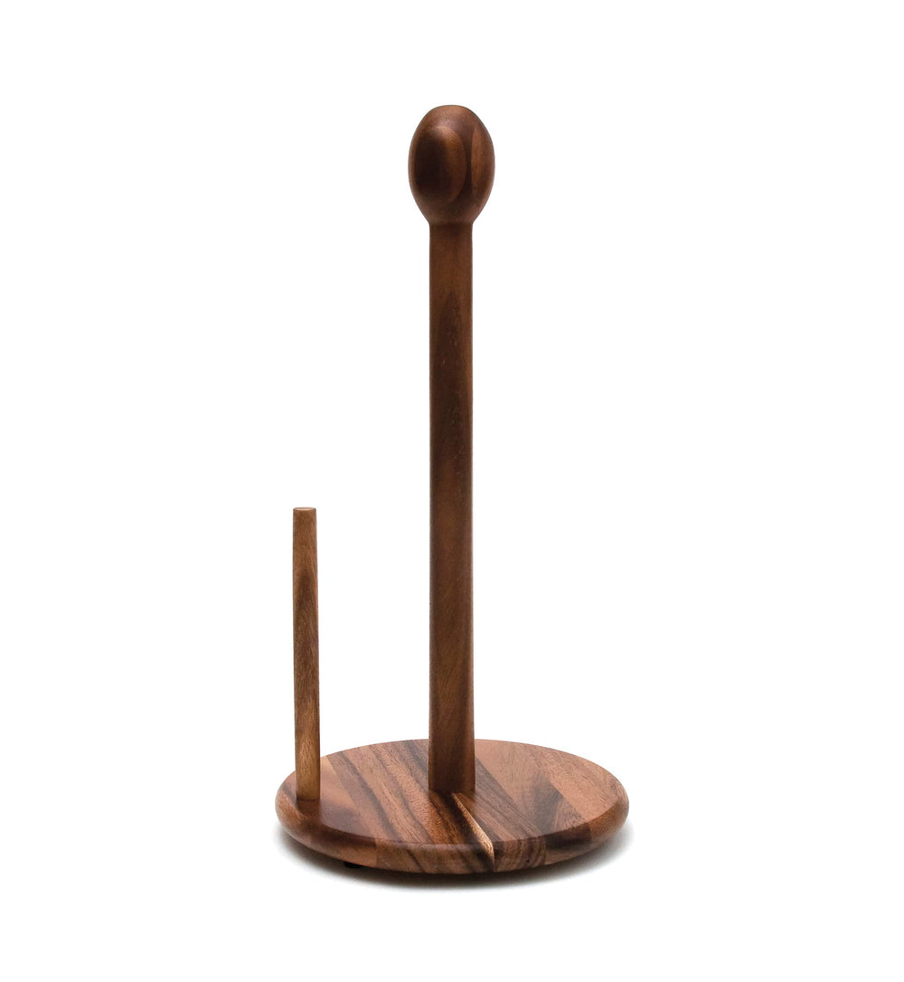 Lipper International vue frontale du porte-essuie-tout en acacia, design compact et stable