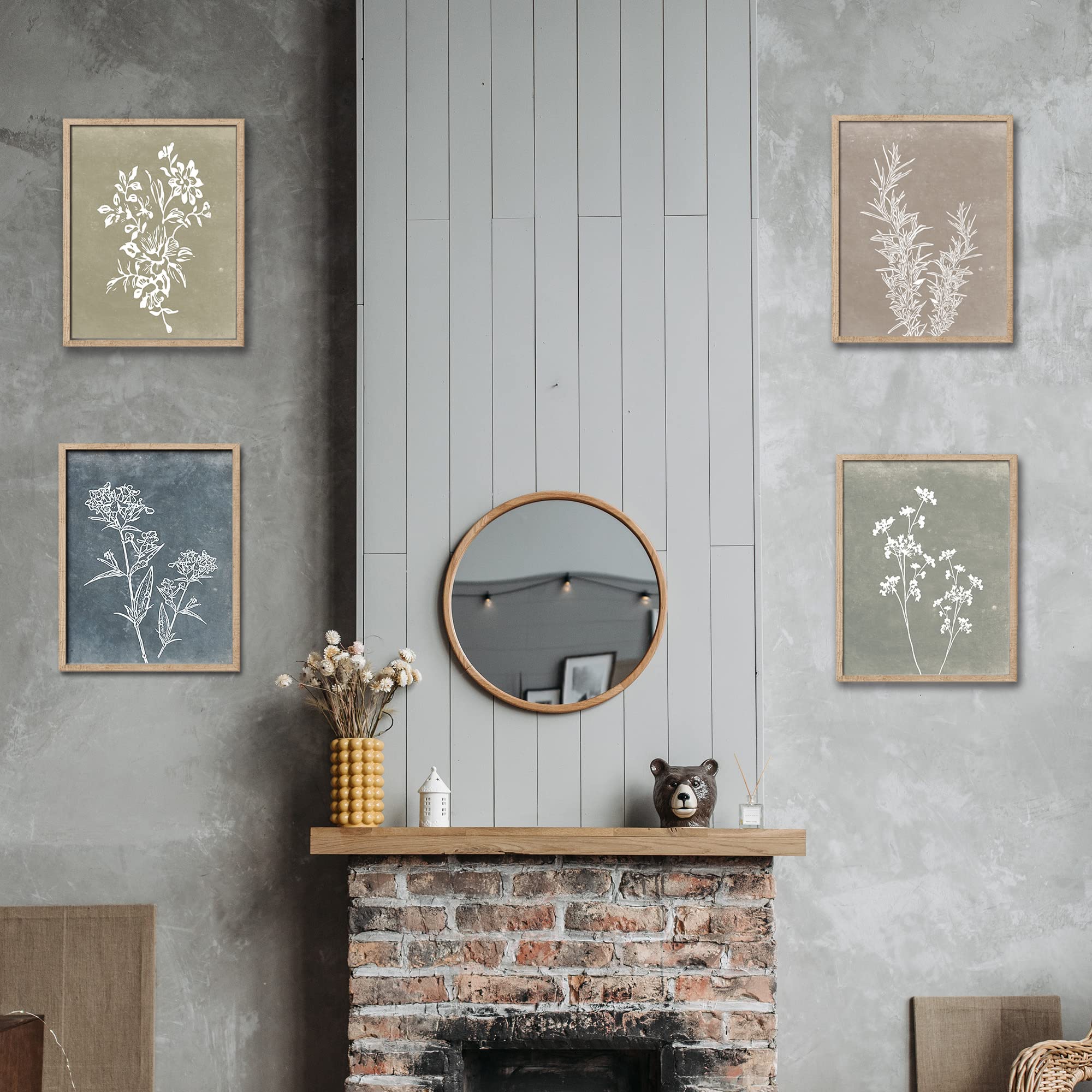 Liswit composition 2x2 sur mur de salon apportant harmonie et personnalité