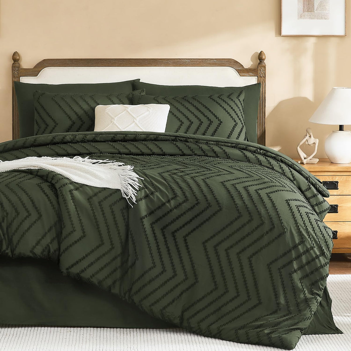 Litanika couette face avant olive avec design moderne, apporte élégance