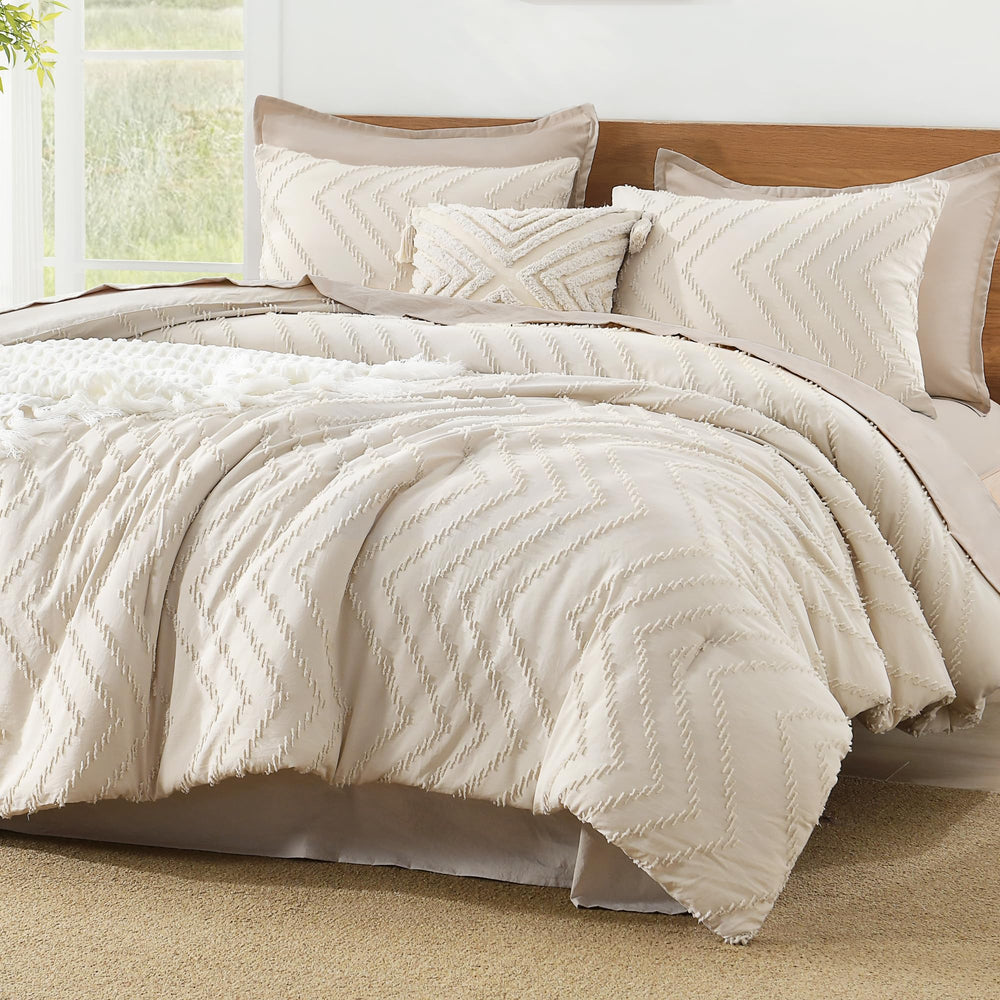 Litanika couette face recto beige montrant relief et style boho