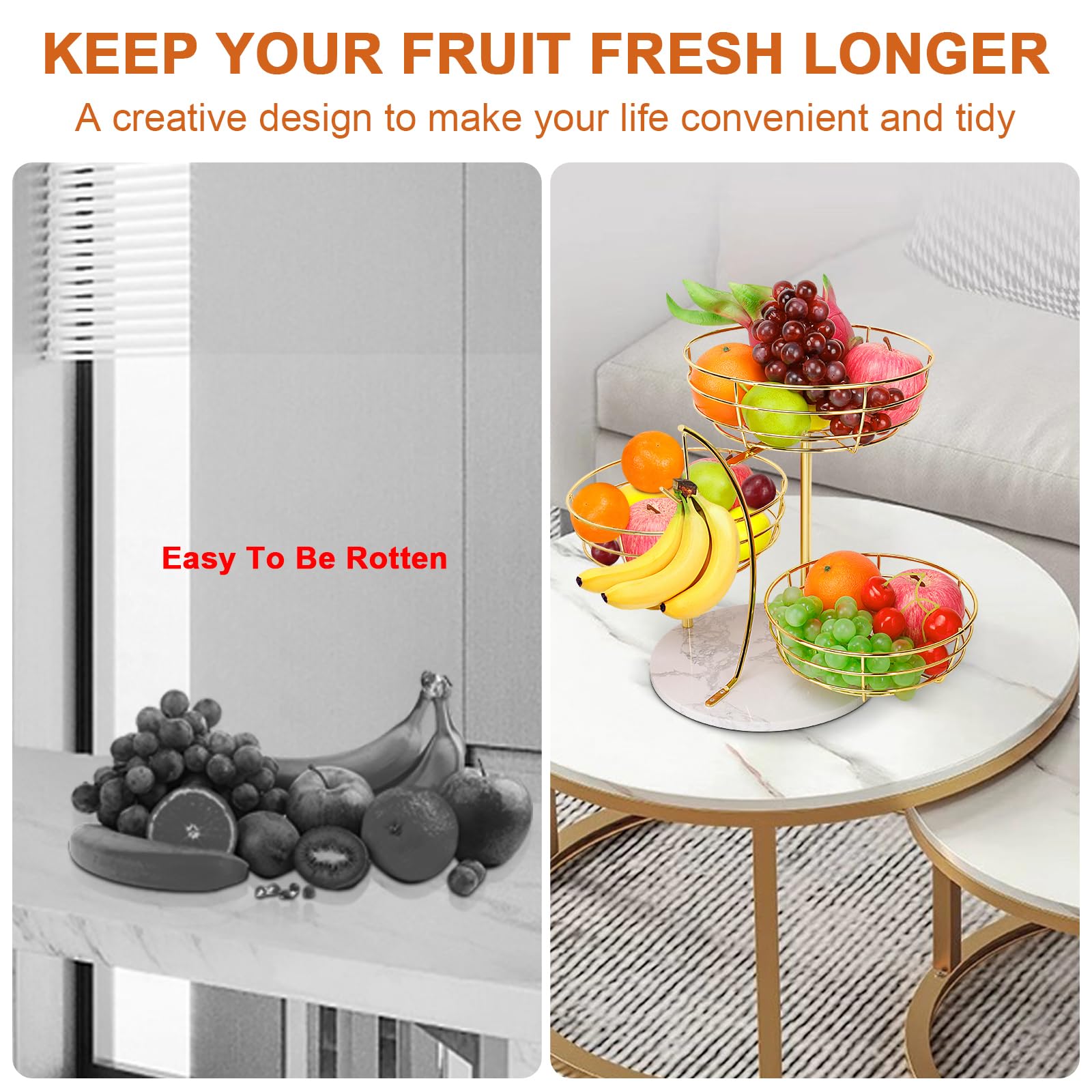 Livabber panier rempli fruits et pains organise et décore le plan de travail