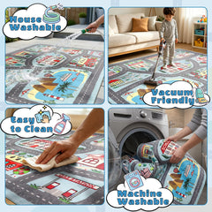 Enfant jouant sur le tapis LIVEBOX illustrant jeu imaginatif et confort