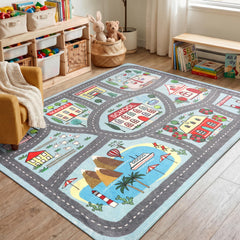 LIVEBOX tapis face recto montrant motif route et bénéfice stimulation du jeu