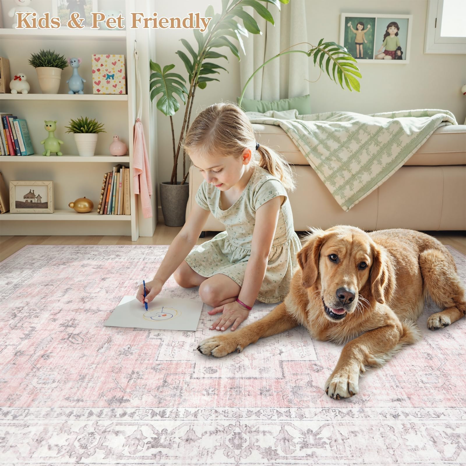LIVEBOX tapis rose installé dans une chambre d'enfant créant ambiance douce