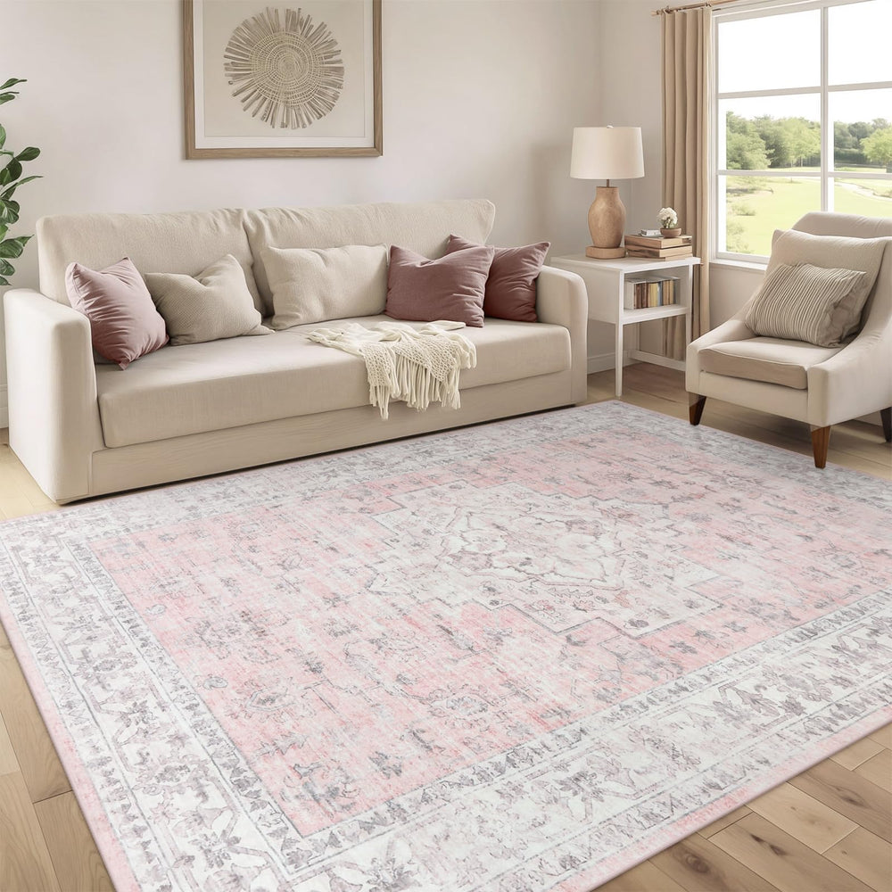 LIVEBOX vue de face du tapis rose 8x10 apportant chaleur