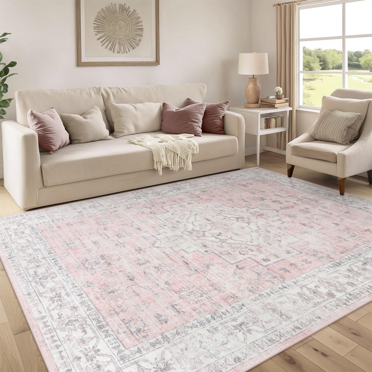 LIVEBOX vue de face du tapis rose 8x10 apportant chaleur
