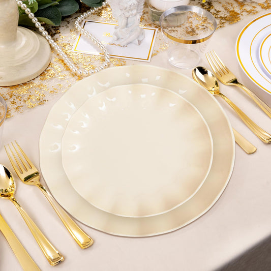 LIYH assiette beige face avant avec bord festonné élégance immédiate