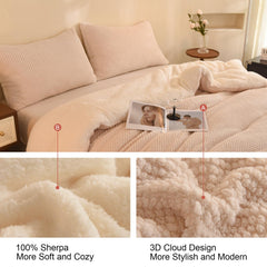 LLanCL couette installée sur lit Queen illustrant tombé généreux