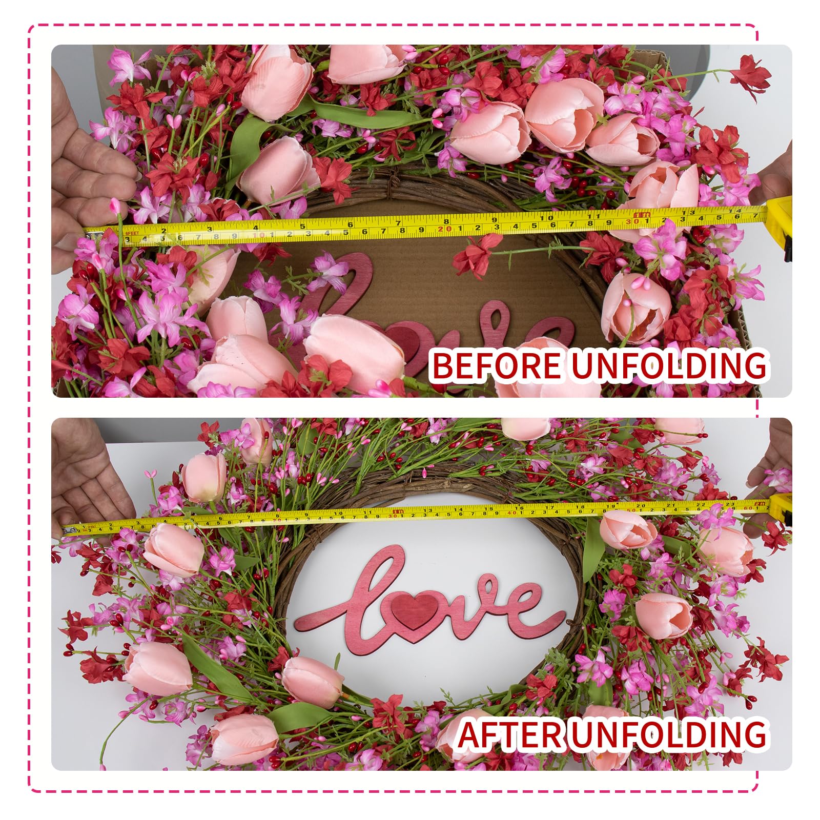 LLZLL couronne accrochée sur porte décor Saint-Valentin accueillant