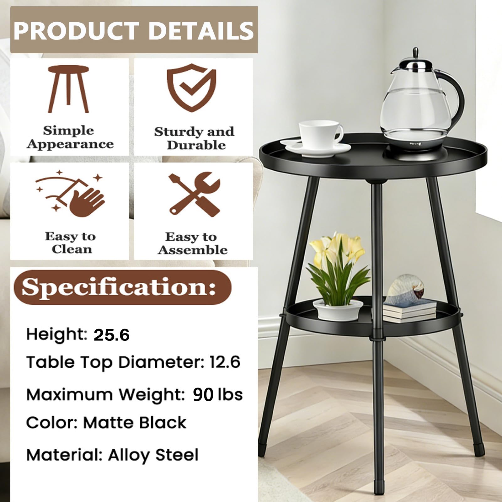 LMGVRZK table sur balcon illustrant usage extérieur portable et pratique