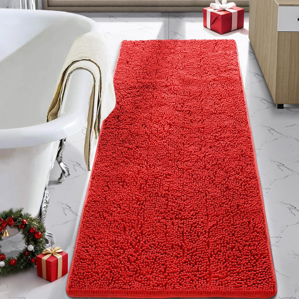 LOCHAS tapis de bain face avant rouge montrant forme et style pour confort