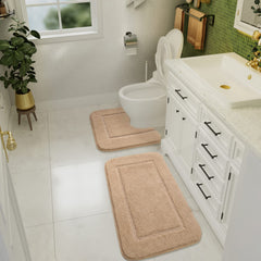LOCHAS tapis contour de toilette beige offrant adhérence et douceur