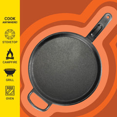 Lodge BOLD surface en fonte gros plan montrant finition antiadhérente