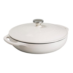 Lodge braiser face avant Oyster White pour cuisson uniforme