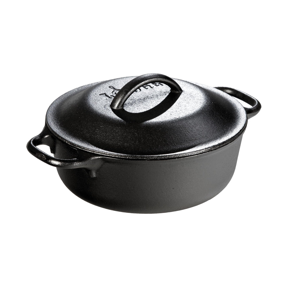 Lodge cocotte 2 quarts vue de face pour cuisson polyvalente