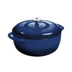 Lodge cocotte 6 qt indigo face, design robuste et finition colorée