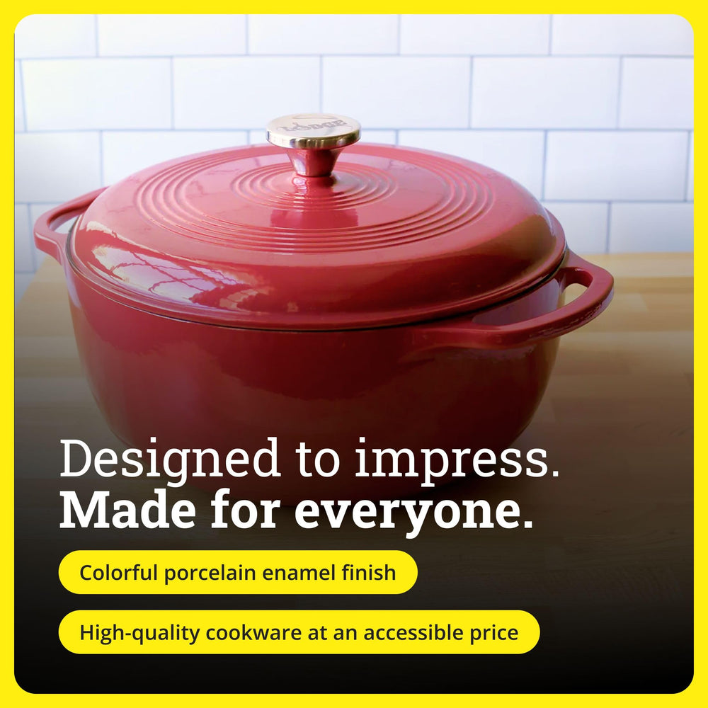 Lodge cocotte cranberry en service, présentation élégante et pratique