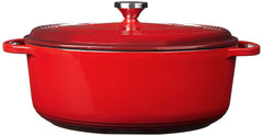 Lodge cocotte gros plan émail intérieur lisse facilitant nettoyage et cuisson sans adhérence