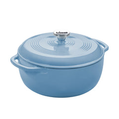 Lodge cocotte vue face montrant sa finition storm blue et durabilité