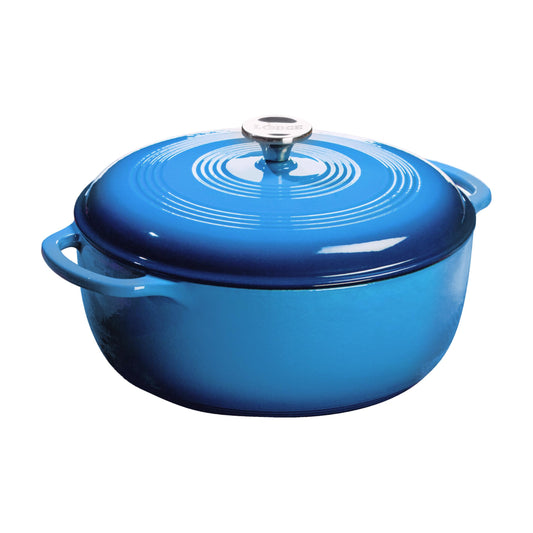 Lodge cocotte face avant Caribbean Blue, élégance et cuisson homogène