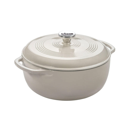 Lodge cocotte face Oyster White montrant finition et style