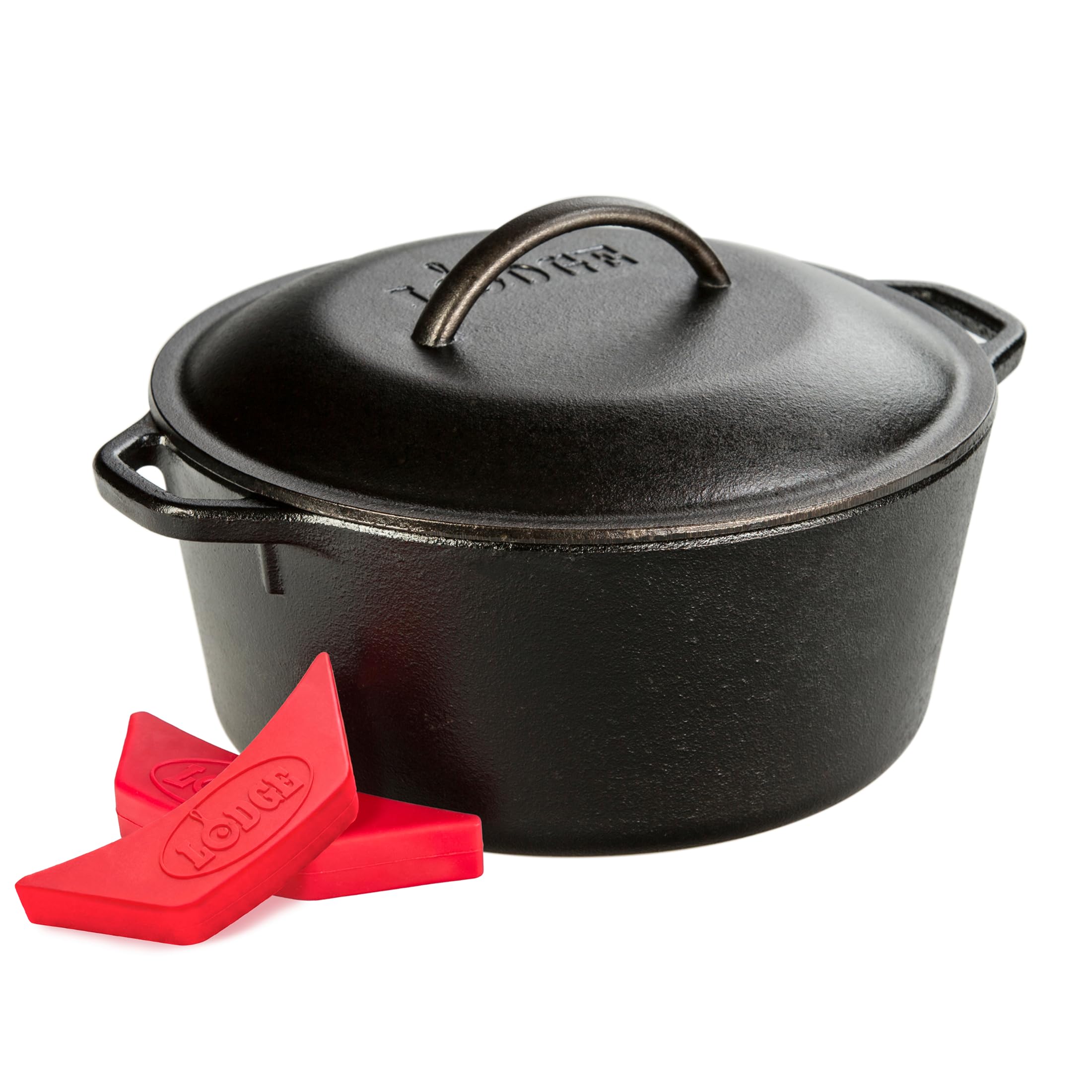 Lodge cocotte fonte 5 qt vue avant robuste et prête à cuire