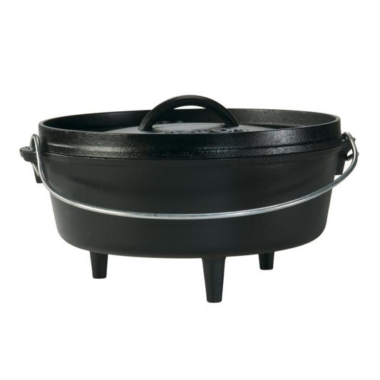 Lodge cocotte en fonte face avant montrant construction robuste et chaleur uniforme