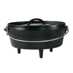 Lodge cocotte en fonte face avant montrant construction robuste et chaleur uniforme