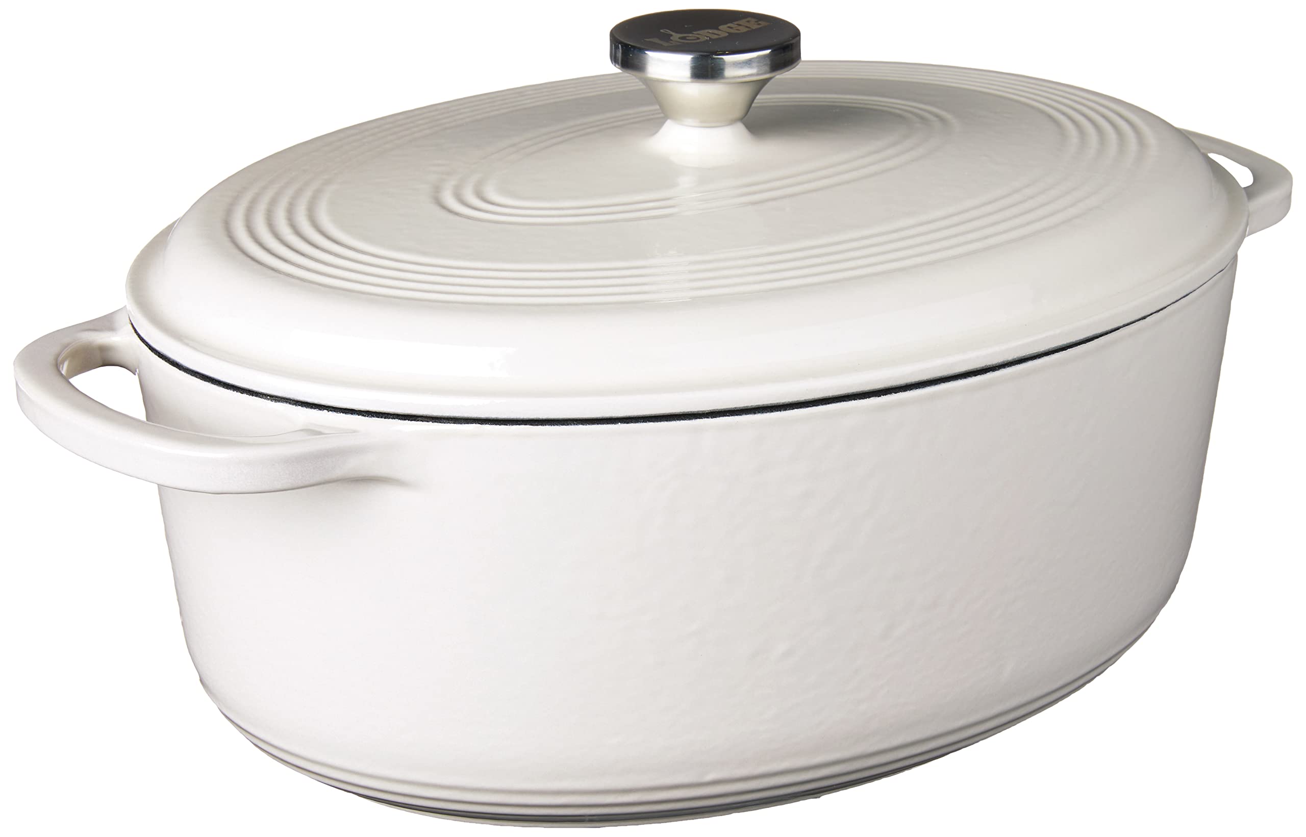 Lodge cocotte ovale face avant affichant finition Oyster White et élégance