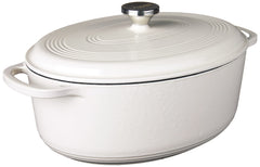 Lodge cocotte ovale face avant affichant finition Oyster White et élégance