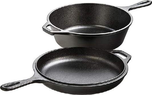 Lodge combo cooker face avant montrant robustesse et polyvalence