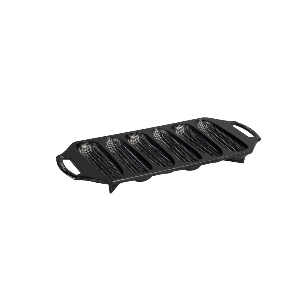 Lodge poêle face avant montrant 6 empreintes et finition assaisonnée pour cuisson uniforme