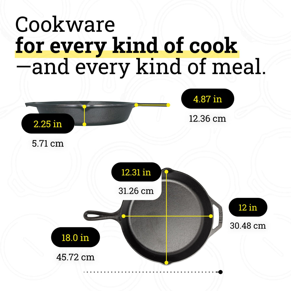 Lodge poêle comparaison taille montre échelle et capacité pour portions familiales