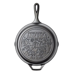 Lodge poêle fonte 10,25" face avant motif USA Icons, commémoration esthétique