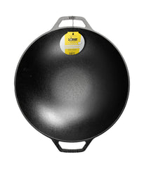 Lodge wok vue avant montrant la grande surface de cuisson et robustesse