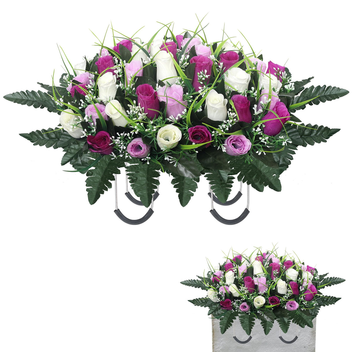 Lodou selle florale face montrant bouquet soigné et rendu durable