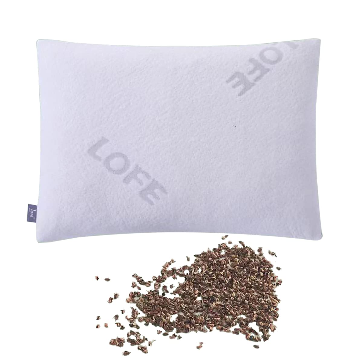 LOFE oreiller face avant 14x20 montrant forme et finition pour soutien stable